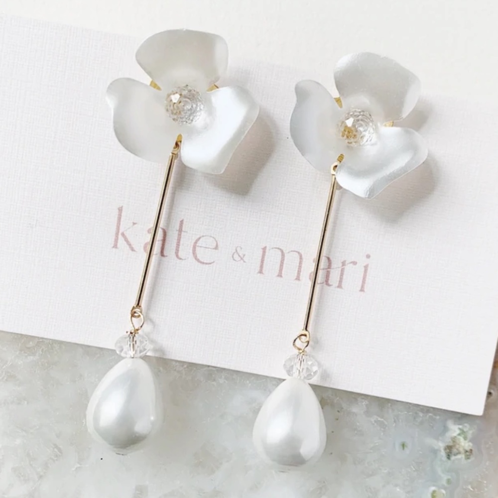 Floral Pearl Swarovski Crystal Drop Earrings